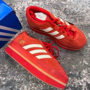 Adidas Red Suede Platform Sneakers